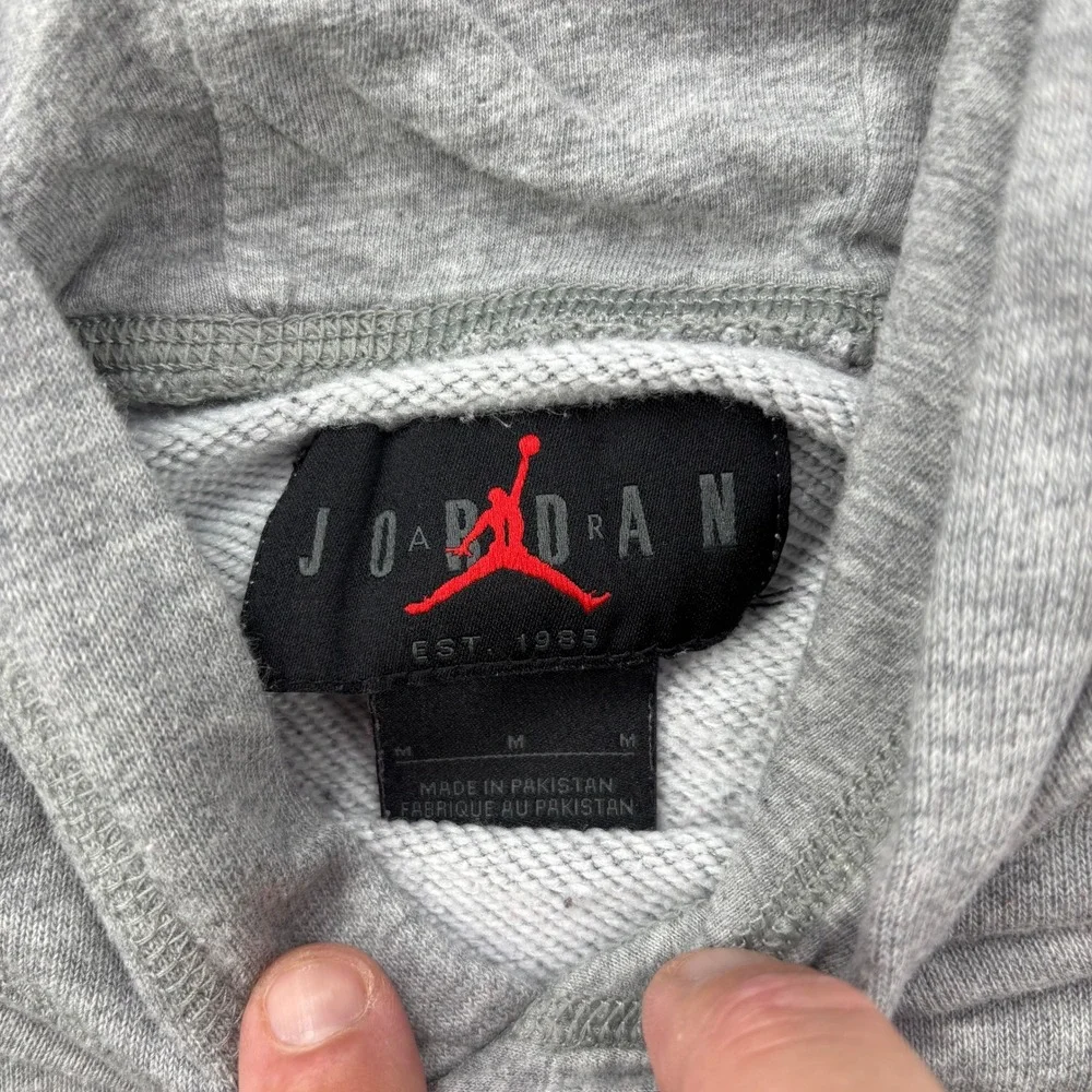Nike Air Jordan Dri-FIT Hoodie Mens M Gray‎ Double Sided Graphic Fleece Pullover